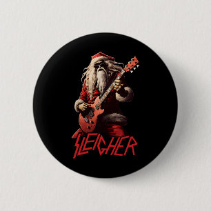 Sleigher Lustige Weihnachten Heavy Metal Musik Button