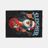 Sleigher Rock Santa Funny Metal Christmas Design  Fleecedecke (Vorderseite (Horizontal))