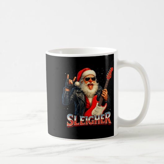 Sleigher Rock Santa Funny Metal Christmas Design Kaffeetasse (Rechts)