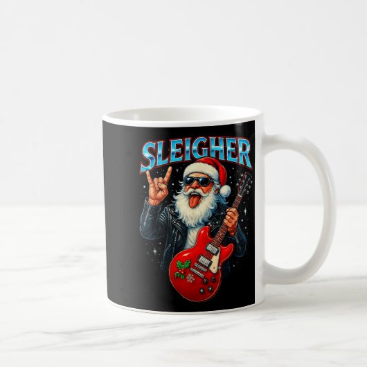 Sleigher Rock Santa Funny Metal Christmas Design Kaffeetasse (Rechts)