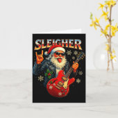 Sleigher Rock Santa Funny Metal Christmas Design  Karte (Gelbe Blume)