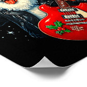 Sleigher Rock Santa Funny Metal Christmas Design  Poster (Ecke)