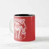 Sleigher Santa Claus Funny Metal Christmas Rock Zweifarbige Tasse (Vorderseite Links)