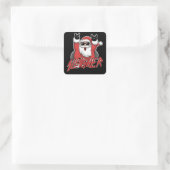 Sleigher Santa Claus Metal Christmas Funny Hail Quadratischer Aufkleber (Tasche)
