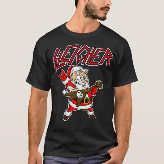 Sleigher Santa Claus Metal Weihnachten lustig Hail T-Shirt (Vorderseite)