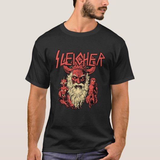 Sleigher Santa Claus Metal Weihnachten lustig Hail T-Shirt (Vorderseite)
