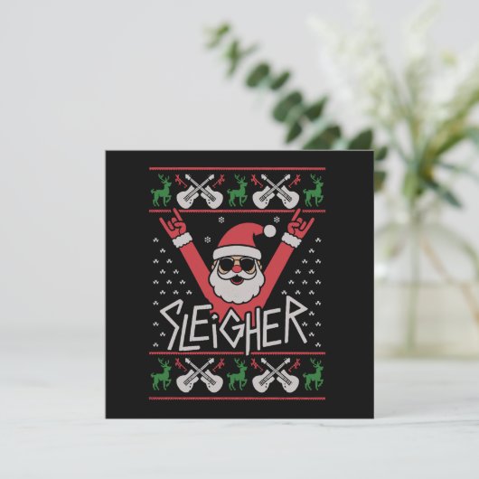 Sleigher Santa Weihnachten Rock n Roll hässlicher  (Stehend Vorderseite)
