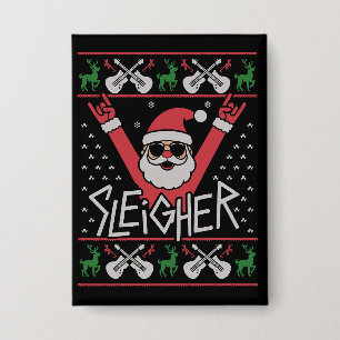 Sleigher Weihnachtsmann Christmas Rock n Roll häss Button