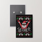 Sleigher Weihnachtsmann Christmas Rock n Roll häss Button (Vorderseite/Rückseite)