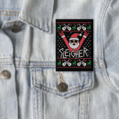 Sleigher Weihnachtsmann Christmas Rock n Roll häss Button (Insitu)