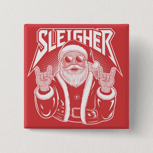 Sleigher Weihnachtsmann Lustiges Metall Weihnachte Button (Vorderseite)