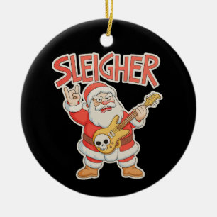 Sleigher Weihnachtsmann Metal Gitarre Weihnachten Keramik Ornament