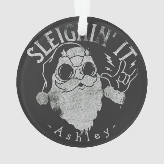 Sleighin It Funny Santa Sleigh Christmas Ornament (Rückseite)