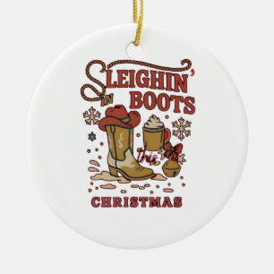 Sleighin Stiefel dieses Weihnachten Lustiger West Keramik Ornament
