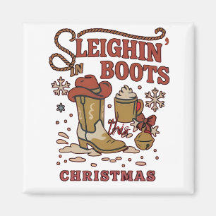 Sleighin Stiefel dieses Weihnachten Lustiger West Magnet