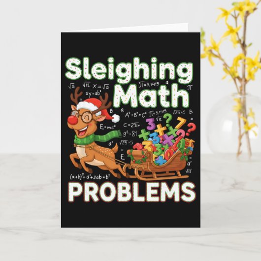 Sleighing Math Problems Christmas Funny Math Teach Karte (Gelbe Blume)