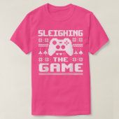 Sleighing The Game Christmas Gamer Video Game T-Sh T-Shirt (Design vorne)