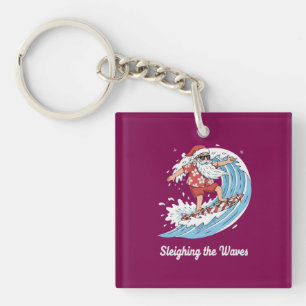 "Sleighing the Waves" Lustiger Surfen-Santa Tropis Schlüsselanhänger
