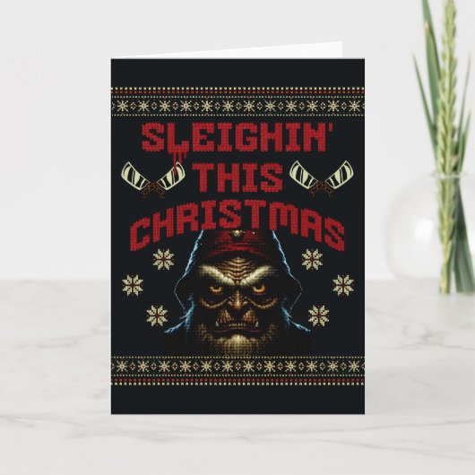 Sleighin's Christmas Horror Pun Karte (Vorderseite)
