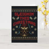 Sleighin's Christmas Horror Pun Karte (Gelbe Blume)