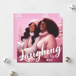 Sleighin's Sisters Festivals Lachen Pastell Pink Feiertagskarte