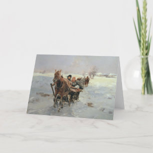 Sleighs in a Winter Landscape Feiertagskarte