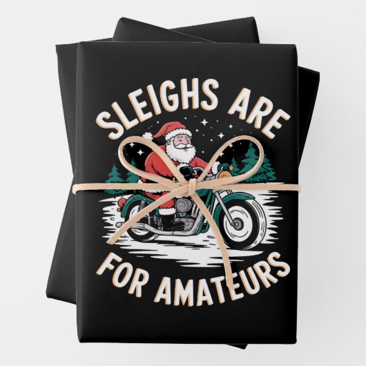 Sleighs sind für Amateurs Weihnachts Motorradfahre Geschenkpapier Set (Beispiel)