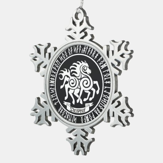 Sleipnir / Odin's Horse - Weihnachten Schneeflocken Zinn-Ornament (Rechts)