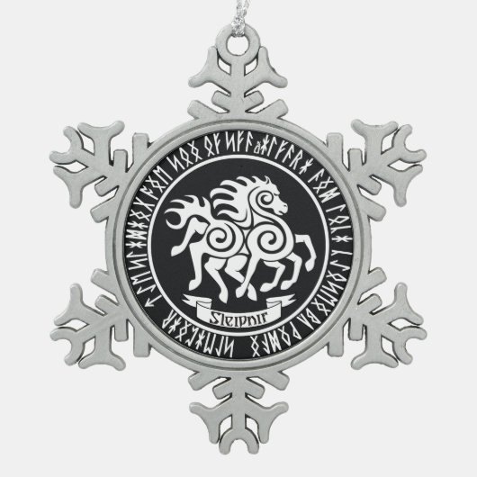 Sleipnir / Odin's Horse - Weihnachten Schneeflocken Zinn-Ornament (Vorderseite)