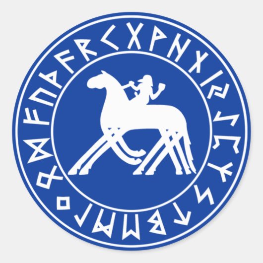 Sleipnir-Schild auf schwarz Runder Aufkleber (Vorderseite)