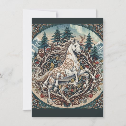 Sleipnir Wald Mythos Kunst Flache Dankeskkarte Dankeskarte (Vorderseite)