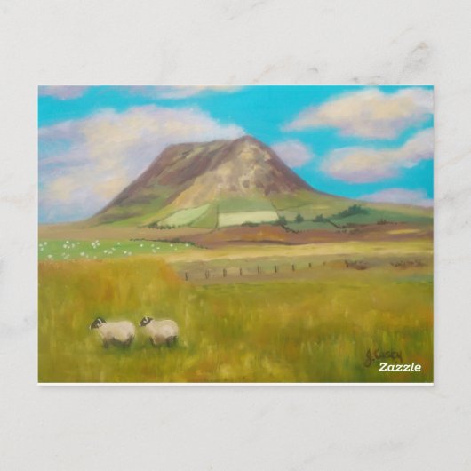 Slemish Mountain Painting Postcard von Joanne Case Postkarte (Rückseite)