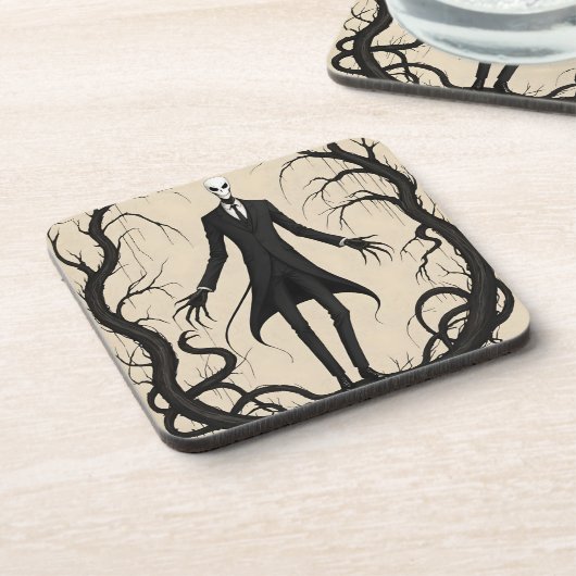 SLENDER MAN SEPIA LEGEND MYTH GETRÄNKEUNTERSETZER (Linke Seite)