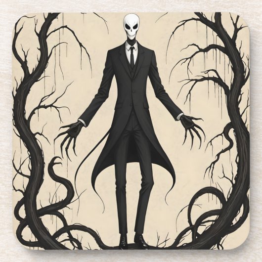 SLENDER MAN SEPIA LEGEND MYTH GETRÄNKEUNTERSETZER (Vorderseite)