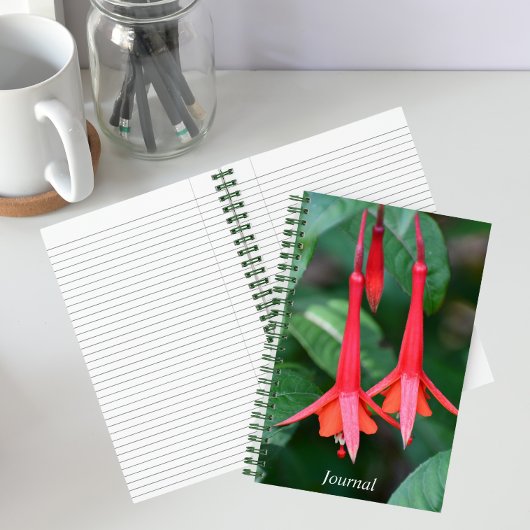 Slender Red Fuchsia Blume floral Notizblock