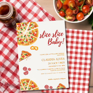 Slice Baby kariert Pizza Babydusche Einladung