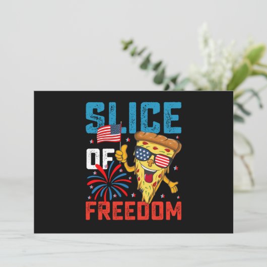 Slice Freedom 4. Juli Pizza USA Flag Sonnenbrille Einladung (Stehend Vorderseite)