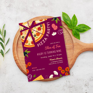 Slice Fun Kindergeburtstag Pizza Party Einladung