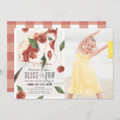 Slice Fun Margherita Pizza Kindergeburtstag Foto Einladung (Vorne/Hinten)