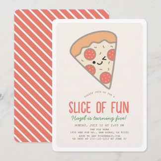 Slice Fun Pizza Party Kawaii Geburtstag Einladung