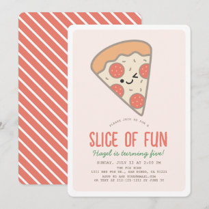 Slice Fun Pizza Party Kawaii Pink Girl Geburtstag Einladung