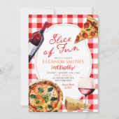 Slice Fun Pizza und Wine Theme Erwachsene Geburtst Einladung (Vorderseite)
