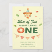 Slice of Fun Pizza 1. Geburtstag - Grüne Einladung (Vorderseite)
