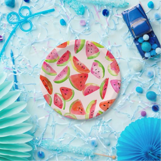 Slice of Summer Watermelon Paper Plates Pappteller (Party)