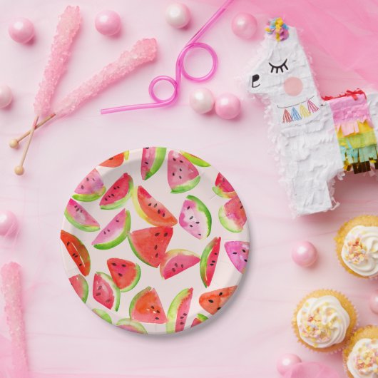 Slice of Summer Watermelon Paper Plates Pappteller (Party)