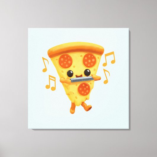 Slice Playing a Harmonica Niedlich Leinwanddruck (Vorderseite)