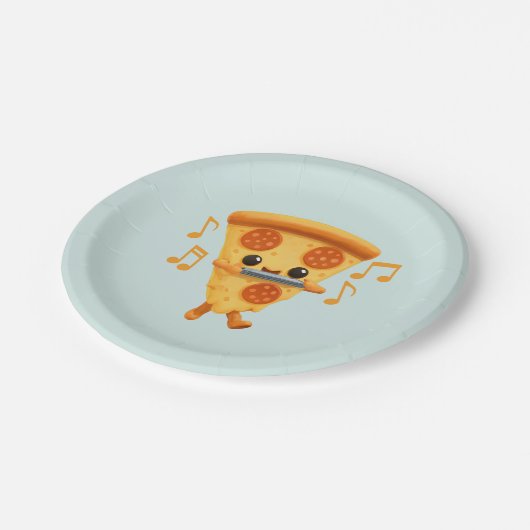 Slice Playing a Harmonica Niedlich Pappteller (Schrägansicht)