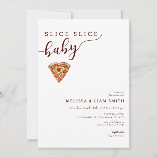 Slice Slice Baby Couples Pizza Baby Dusche Einladu Einladung (Vorderseite)