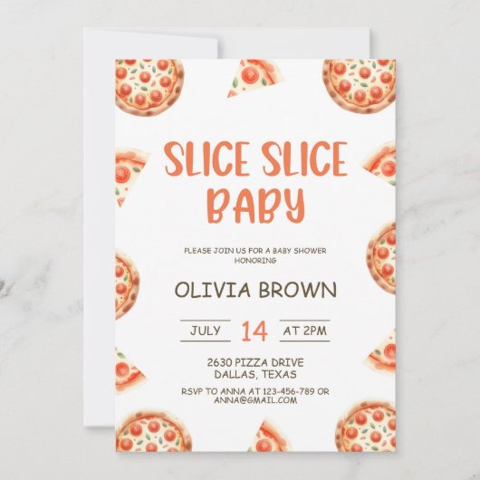 Slice Slice Baby Dusche Einladung Pizza Dusche (Vorderseite)