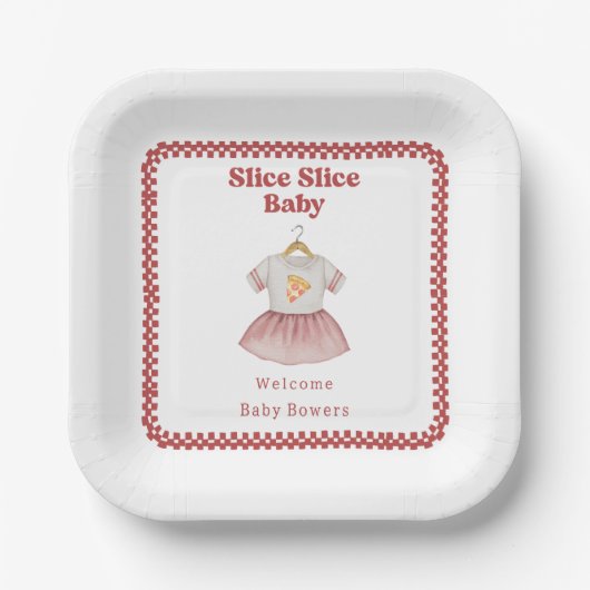 Slice Slice Baby Dusche Pizza Kleid Pappteller (Vorderseite)